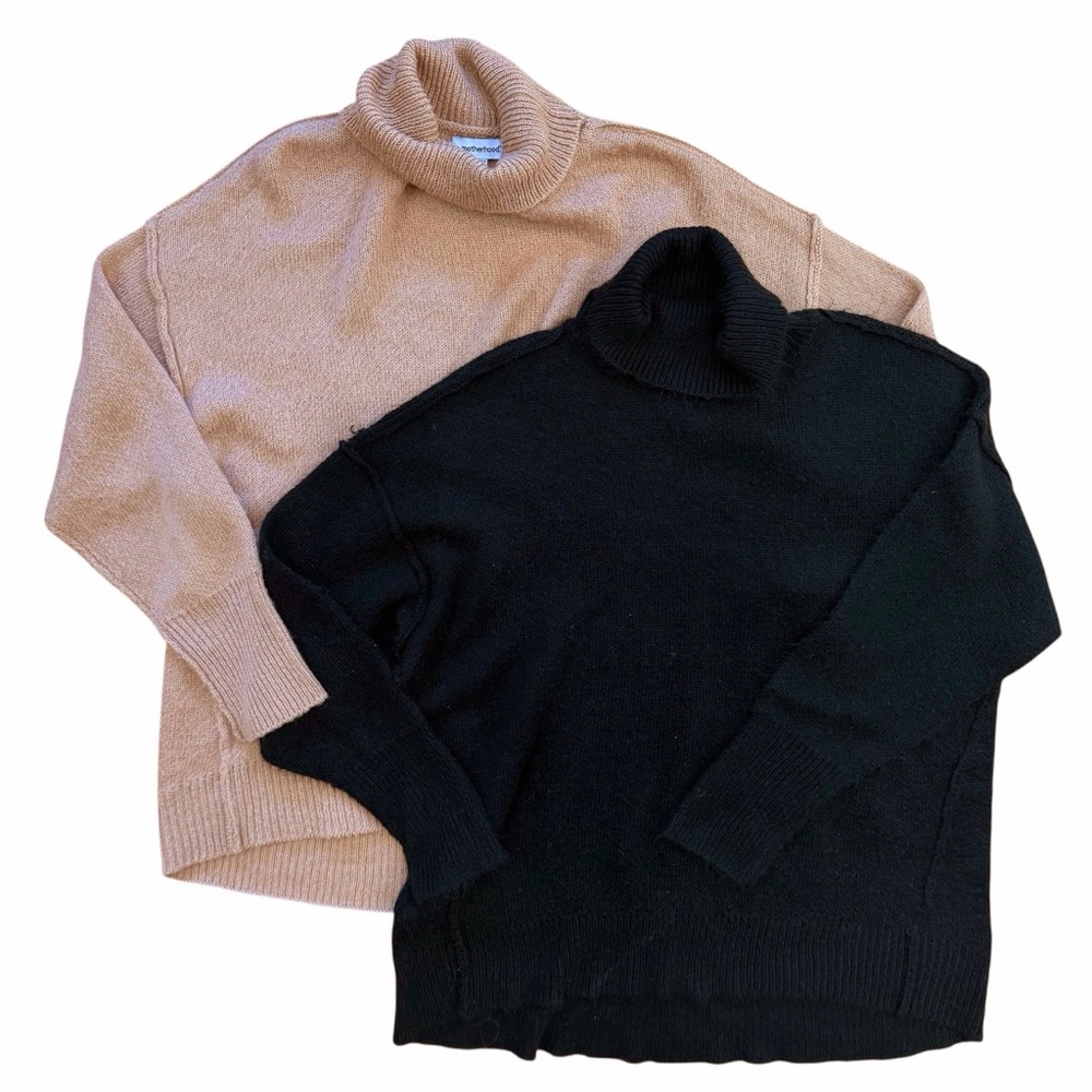 Motherhood Maternity Turtleneck Pullover Sweaters Bundle Black Tan Medium